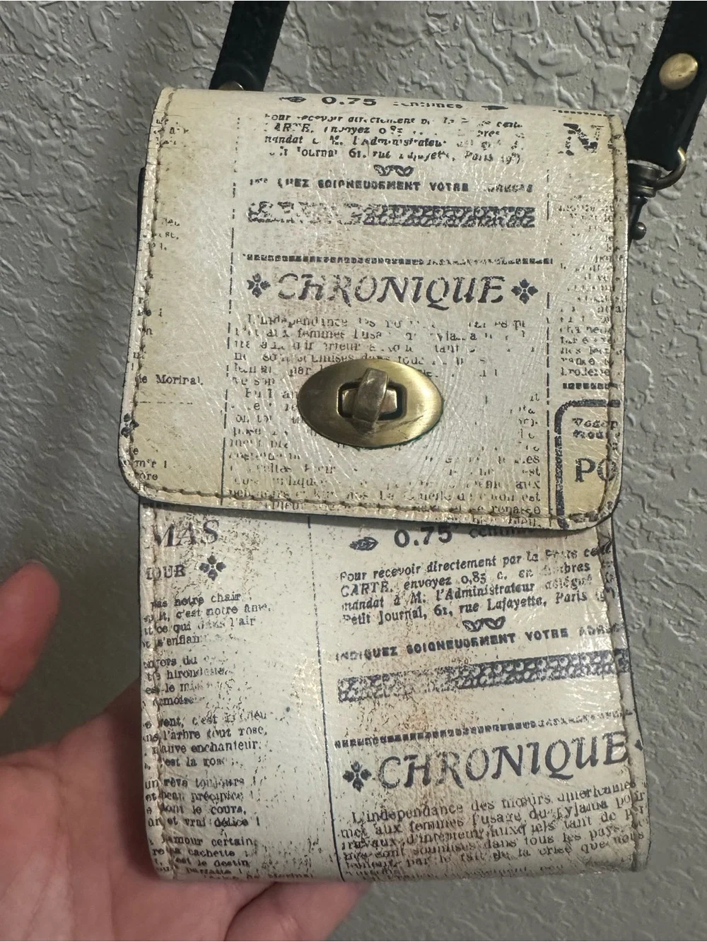 Patricia Nash Women's Vintage Newspaper Print Crossbody Bag - White